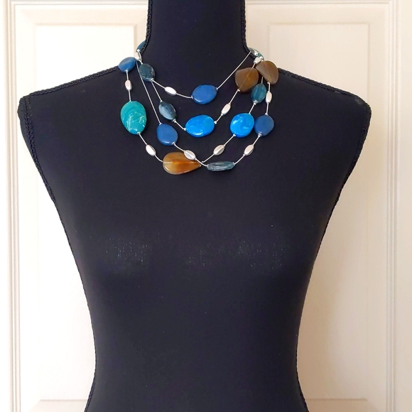 NWT. The Limited Two Strands Multiple Shapes/Colors/Materials Chained Necklace. - Picture 2 of 4